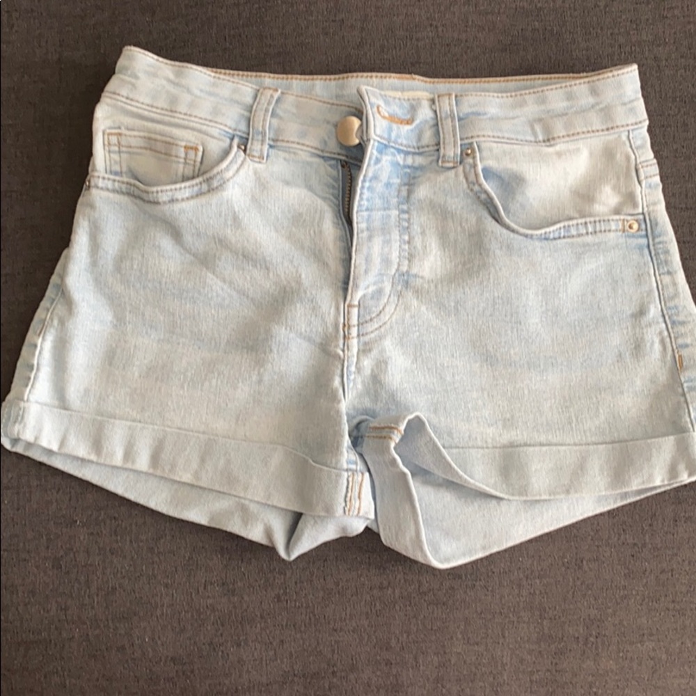 light wash denim shorts